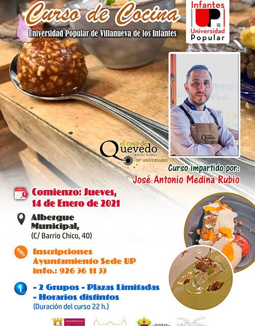 La Universidad Popular de Infantes organiza un Curso de Cocina impartido por José Antonio Medina Rubio