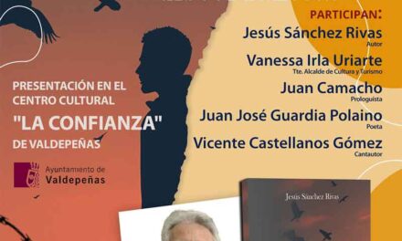 Jesús Sánchez Rivas presentará su poemario ‘El tránsito discordante…’ el próximo 9 de agosto en Valdepeñas