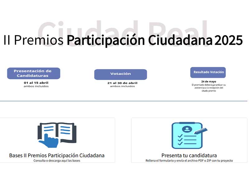 Vuelven los Premios de Participación Ciudadana para destacar el esfuerzo asociativo en Ciudad Real