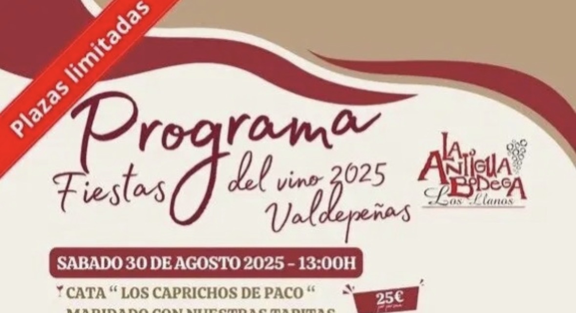 La Antigua Bodega Los Llanos ofrece un gran programa de catas maridadas para las Fiestas del Vino