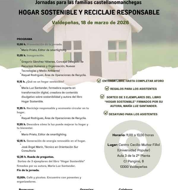 Valdepeñas ofrece el miércoles 18 una jornada sobre hogar sostenible y reciclaje para familias