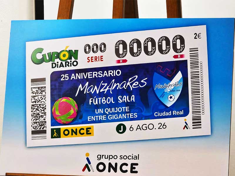 El 25.º aniversario del Manzanares FS protagoniza el nuevo cupón conmemorativo de la ONCE